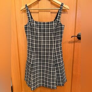 GAP Black and White Plaid Square-Neck Dress